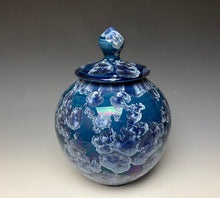 Load image into Gallery viewer, Crystalline Glazed Jar in Atlantic Storm Blue #1
