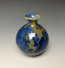 Load image into Gallery viewer, Tan and Blue Crystalline Glazed Teardrop Mini Vase 2
