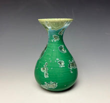 Load image into Gallery viewer, Emerald Green & Silver Crystalline Glazed Mini Vase #2