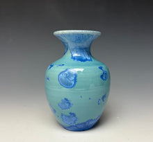 Load image into Gallery viewer, Teal Blue Crystalline Glazed Mini Vase
