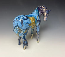 Load image into Gallery viewer, Blue and Gold Marble Horse 883