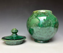 Load image into Gallery viewer, Green and Silver Crystalline Glazed Jar
