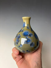 Load image into Gallery viewer, Tan and Blue Crystalline Glazed Teardrop Mini Vase