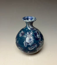 Load image into Gallery viewer, Crystalline Glazed Mini Vase in Atlantic Storm Blue 2
