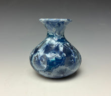 Load image into Gallery viewer, Crystalline Glazed Mini Vase in Atlantic Storm Blue 6