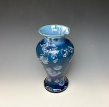 Load image into Gallery viewer, Crystalline Glazed Vase in Atlantic Storm Blue