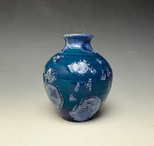 Load image into Gallery viewer, Crystalline Glazed Mini Vase in Atlantic Storm Blue