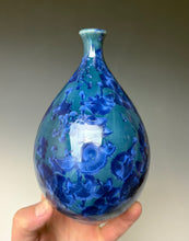 Load image into Gallery viewer, Royal Blue Crystalline Glazed Teardrop Vase