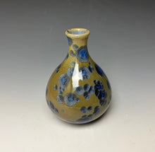 Load image into Gallery viewer, Tan and Blue Crystalline Glazed Teardrop Mini Vase