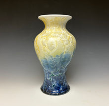 Load image into Gallery viewer, Crystalline Vase in Ivory and Blue