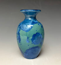 Load image into Gallery viewer, Teal Blue Crystalline Glazed Mini Vase