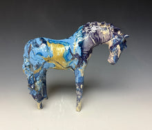 Load image into Gallery viewer, Blue and Gold Marble Horse 883