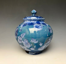 Load image into Gallery viewer, Blue and Silver Crystalline Glazed Jar