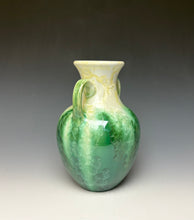 Load image into Gallery viewer, Ivoy and Emerald Crystalline Glazed Amphora