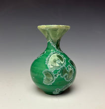 Load image into Gallery viewer, Emerald Green & Silver Crystalline Glazed Mini Vase #2