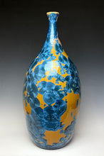 Load image into Gallery viewer, Large Blue and Orange Crystalline Glazed Teardrop Vase