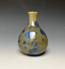 Load image into Gallery viewer, Tan and Blue Crystalline Glazed Teardrop Mini Vase