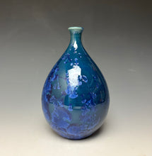 Load image into Gallery viewer, Royal Blue Crystalline Glazed Teardrop Vase