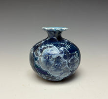 Load image into Gallery viewer, Crystalline Glazed Mini Vase in Atlantic Storm Blue 3