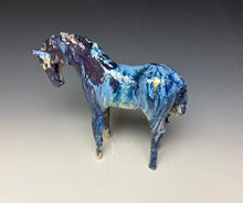 Load image into Gallery viewer, Blue and Gold Marble Horse 883