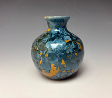 Load image into Gallery viewer, Blue and Orange Crystalline Mini Vase