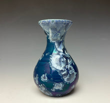 Load image into Gallery viewer, Crystalline Glazed Mini Vase in Atlantic Storm Blue