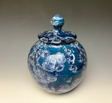 Load image into Gallery viewer, Crystalline Glazed Jar in Atlantic Storm Blue #1