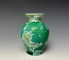 Load image into Gallery viewer, Emerald Green & Silver Crystalline Glazed Mini Vase