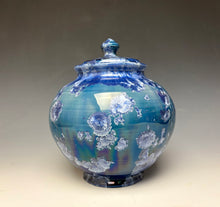 Load image into Gallery viewer, Blue and Silver Crystalline Glazed Jar