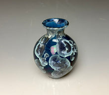 Load image into Gallery viewer, Crystalline Glazed Mini Vase in Atlantic Storm Blue 5