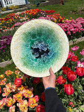Load image into Gallery viewer, Ivory and Emerald Crystalline Bowl