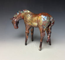 Load image into Gallery viewer, Copper Rainbow Satin Raku Horse 876