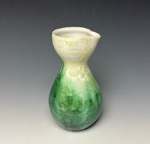 Load image into Gallery viewer, Ivory and Emerald Crystalline Sake Pitcher
