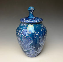 Load image into Gallery viewer, Blue and Silver Crystalline Glazed Jar