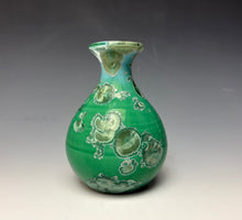 Load image into Gallery viewer, Emerald Green & Silver Crystalline Glazed Mini Vase
