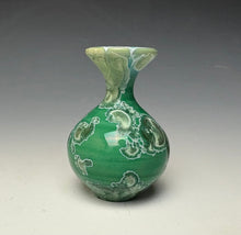 Load image into Gallery viewer, Emerald Green & Silver Crystalline Glazed Mini Vase #2