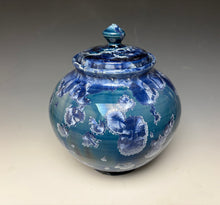 Load image into Gallery viewer, Blue and Silver Crystalline Glazed Jar