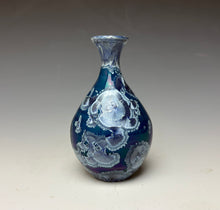 Load image into Gallery viewer, Crystalline Glazed Mini Vase in Atlantic Storm Blue