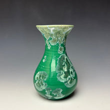 Load image into Gallery viewer, Emerald Green & Silver Crystalline Glazed Mini Vase