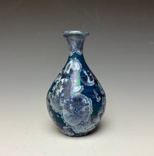 Load image into Gallery viewer, Crystalline Glazed Mini Vase in Atlantic Storm Blue