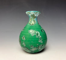 Load image into Gallery viewer, Emerald Green & Silver Crystalline Glazed Mini Vase
