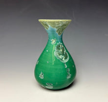 Load image into Gallery viewer, Emerald Green & Silver Crystalline Glazed Mini Vase #2
