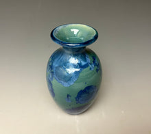 Load image into Gallery viewer, Teal Blue Crystalline Glazed Mini Vase