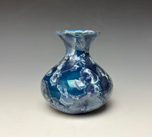 Load image into Gallery viewer, Crystalline Glazed Mini Vase in Atlantic Storm Blue 6