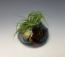 Load image into Gallery viewer, Blue Green Mini Raku AirPlant Vase