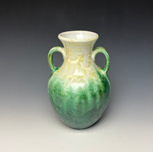 Load image into Gallery viewer, Ivoy and Emerald Crystalline Glazed Amphora