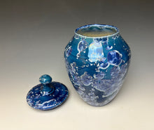 Load image into Gallery viewer, Blue and Silver Crystalline Glazed Jar