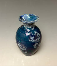 Load image into Gallery viewer, Crystalline Glazed Mini Vase in Atlantic Storm Blue