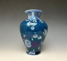 Load image into Gallery viewer, Crystalline Glazed Vase in Atlantic Storm Blue #3
