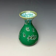 Load image into Gallery viewer, Emerald Green & Silver Crystalline Glazed Mini Vase #2
